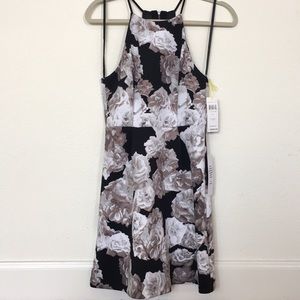 BCBGeneration black floral flare dress